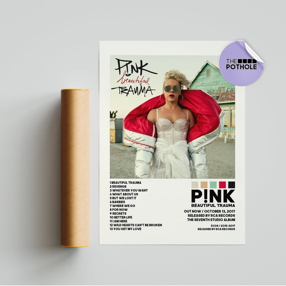 Pink Beautiful Trauma Tracklist Album Cover Poster, Pop Music Wall Art Print