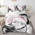 thumbnail image 1 of Pink Bed in a Bag King Size Comforter Set 7 Pieces,Gradient Black White Grey Abstract Ombre Bedding Sets,Watercolor Brush Oil Painting Sheet Set with Comforter Modern Graffiti Art Room Decor, 1 of 6