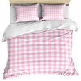 thumbnail image 1 of Pink Bedding 3 Piece Duvet Cover Set California King, Country French Rustic Buffalo Plaid Modern Art Soft Microfiber Comforter Cover with Zipper Closure & Pillowcases, FadeResistant Quilt Cover, 1 of 9