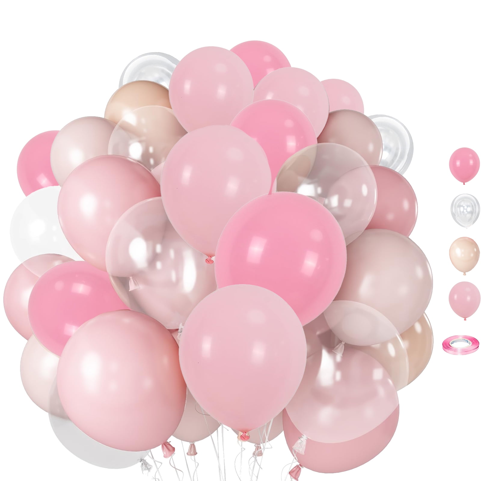 Pink Beige Balloons, 12 inch Light Pink Apricot with Transparent Clear Balloons for Girl Baby Shower Wedding Birthday Gender Reveal Bridal Shower Decorations