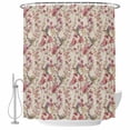 thumbnail image 1 of Pink Beige Flowers Shower Curtain, Waterproof Shower Curtains for Bathroom, Spring Floral Elegant Pastoral Rustic Washable Fabric Bathtub Curtain Set Bath Decor with 12 Hooks 72"x78", 1 of 8