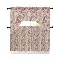 thumbnail image 1 of Pink Beige Flowers Swag Curtains for Living Room/Bedroom Windows, Spring Floral Elegant Pastoral Rustic Kitchen Curtains and Valances Set 36 Inch Length, Light Filtering Swags Valance Curtain Panels, 1 of 5