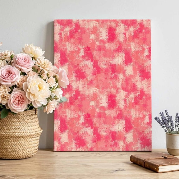 Pink Beige Ink Splatters Canvas Wall Art, Abstract Minimalist Vintage Rough Texture Framed Canvas Wall Decor Picture Print Artwork Decorations for Living Room Office Ready to Hang 10" x 8"
