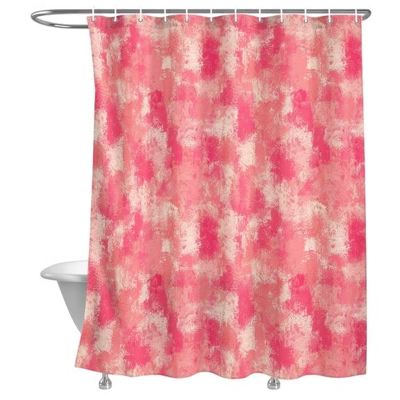 Pink Beige Ink Splatters Shower Curtain, Abstract Minimalist Vintage Rough Texture Lightweight Waterproof Fabric Shower Curtain with Rustproof Grommets for Bathroom Bathtub 36x72in