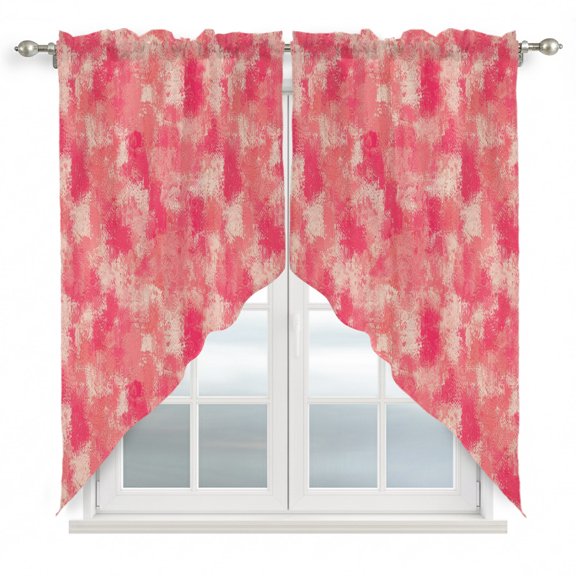 Pink Beige Ink Splatters Swag Curtain Valance for Window 2 Panels Abstract Minimalist Vintage Rough Texture Rod Pocket Small Window Swag Valances for Kitchen Bedroom Bathroom 28" W x 36" L