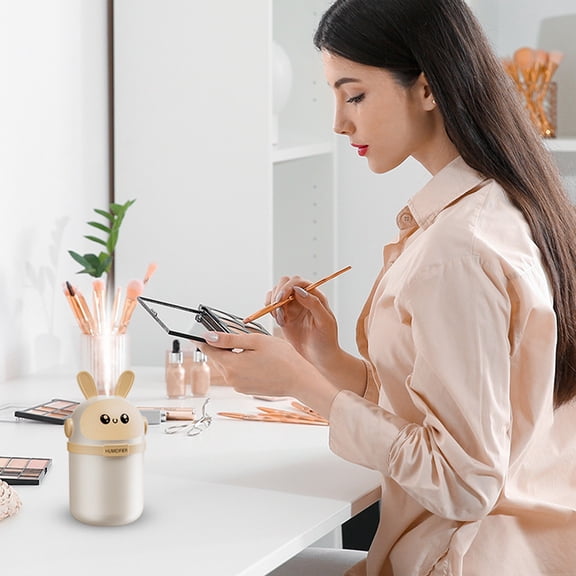 Pink & Beige Plastic Aromatherapy Diffuser Humidifier, 5.35x2.99in Smart Simulation Smoker with Fine Mist, Multi-Speed Timer, Quiet Operation, USB Powered, Portable for Home, Office, Travel