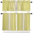 thumbnail image 1 of Pink Beige Striped Kitchen Curtains, Modern Farmhouse Retro Lines 3-Piece Kitchen Curtain Valance and Tiers Set 24 Inch Length, Rod Pocket Half Window Curtains for Cafe Living Room Bathroom, 1 of 6