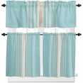 thumbnail image 1 of Pink Beige Striped Kitchen Curtains, Modern Farmhouse Retro Lines 3-Piece Kitchen Curtain Valance and Tiers Set 24 Inch Length, Rod Pocket Half Window Curtains for Cafe Living Room Bathroom, 1 of 5