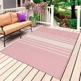 thumbnail image 1 of Pink Beige Striped Outdoor Rug for Patio/Deck/Porch, Non-Slip Large Area Rug 6 x 9 Ft, Modern Farmhouse Retro Lines Indoor Outdoor Rugs Washable Area Rugs, Reversible Camping Rug Carpet Runner, 1 of 8