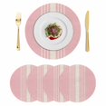thumbnail image 1 of Pink Beige Striped Round 15 Inch Placemats Set of 4, Modern Farmhouse Retro Lines HeatResistant Non Slip Place Mats for Dining Table, Wipeable Braided Kitchen Table Mats for Housewarming, 1 of 9
