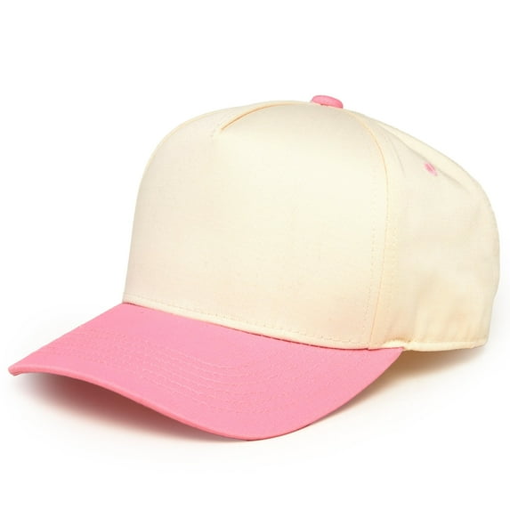Funky Junque Trucker Hat – Vintage Two-Tone Snapback Baseball Cap - Pink/Beige