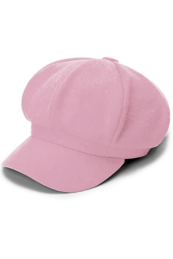 Pink Berets for Women Men Newsboy Cap Wool Visor Cabbie Fiddler Winter Spring Hat Girls