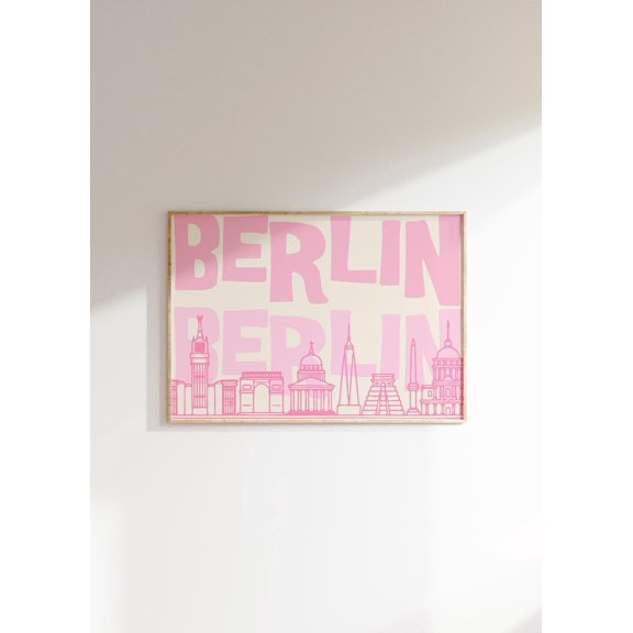 Pink Berlin Skyline Modern City Illustration Art