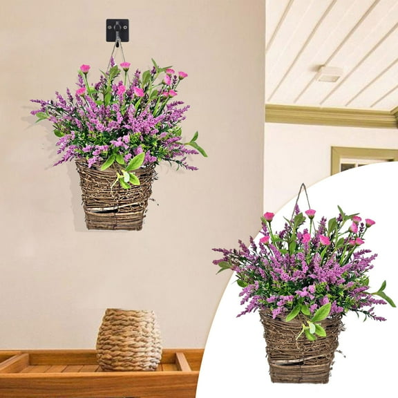 Pink Berry Wildflower Door Hanger Basket Wreath - Spring & Summer Front Door Decor, Mother's Day Hanging Ornament, Seasonal Welcome Basket for Weddings, Parties