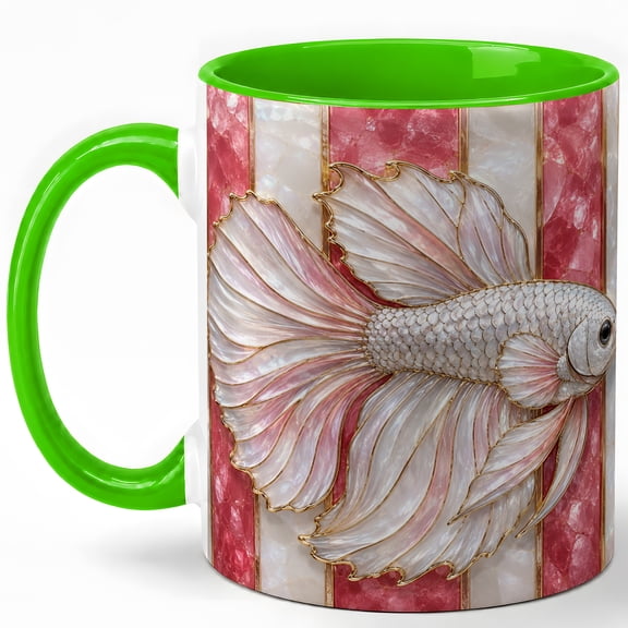 Pink Betta Fish Coffee Mug, Aquarium Fish Mug, Ceramic 11 oz