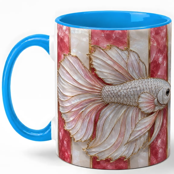 Pink Betta Fish Coffee Mug, Aquarium Fish Mug, Ceramic 11 oz