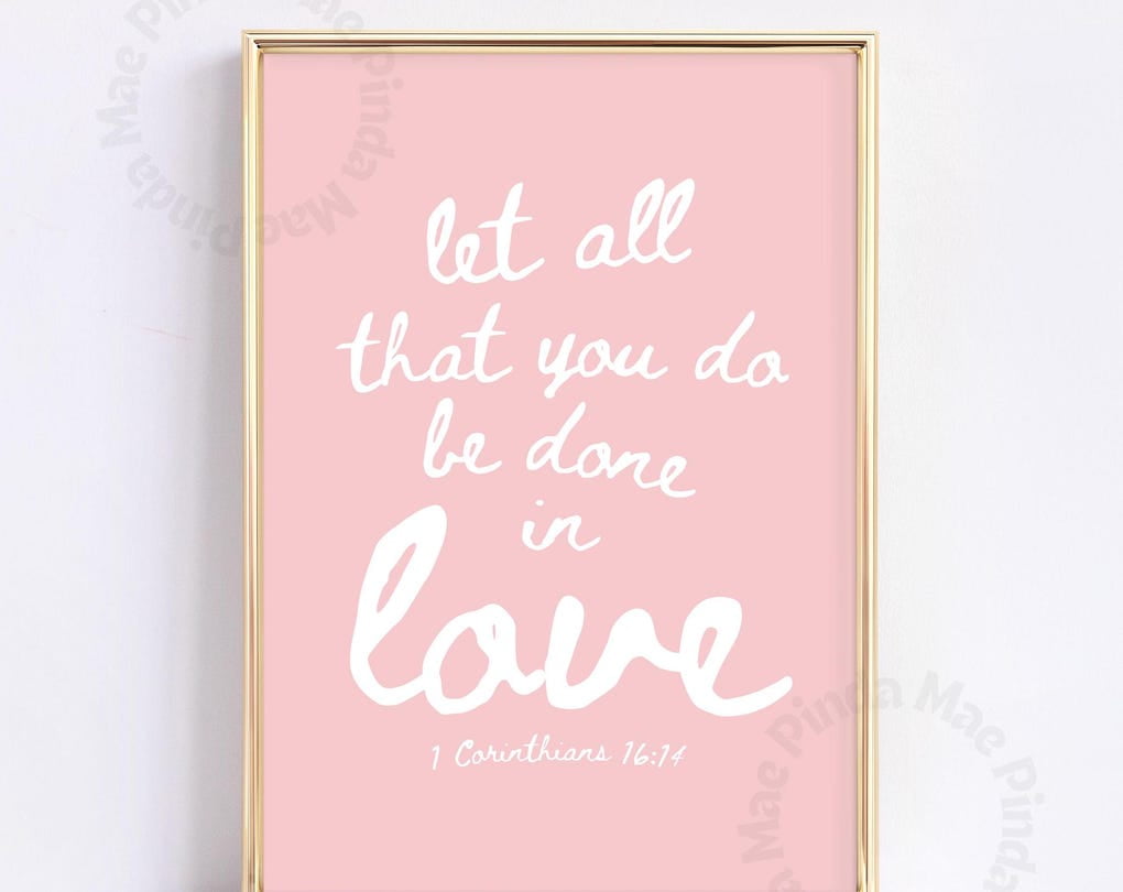 Pink Bible Quote Printable, Scripture Quote Digital Wall Art, Christian ...