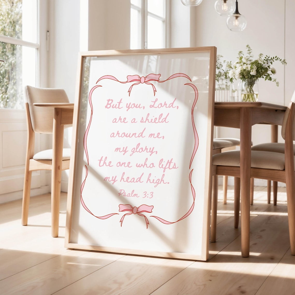 Pink Bible Verse Print Christian Wall Art Floral Scripture Decor Faith ...