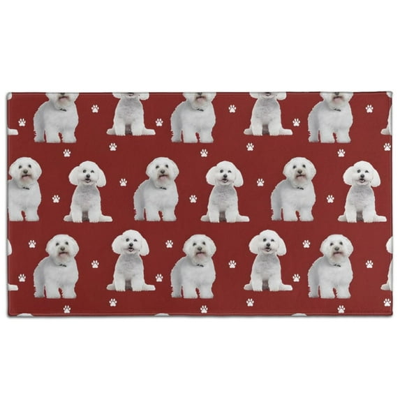 Pink Bichon Frise Door Rugs,Washable Non Slip Door Mats Indoor,Decorative Door Mats,Entry Mat Indoor for Entrance,Bedroom,Kitchen,Bathroom,17"x30"