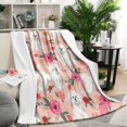 thumbnail image 1 of Pink Bichon Frise and Flower Blanket,Comfortable Soft Flannel Throw Blanket,All Season,Warm Lightweight Blankets for Sofa Bed Couch Living Room Chair,50"x60"(130x150cm), 1 of 4