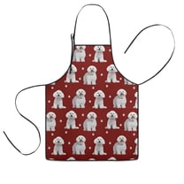 Pink Bichon Frise Kids Aprons for Girls and Boys,Adjustable Neck Strap Toddler Aprons for Kids Cooking Baking