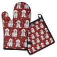 thumbnail image 1 of Pink Bichon Frise Kitchen Oven Mitt and Pot Holder Sets 2 Pcs for Baking, Cooking and Grilling, Heat Resistant Up To 392 °F, 1 of 7