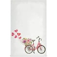 thumbnail image 1 of Pink Bicycle Flowers Dish Towels 4 Pack, Valentine Hearts Balloons Washable Tea Towels Dishcloths Lint-Free 18x28 Inch Fast Drying for Home Kitchen Clean, 1 of 7