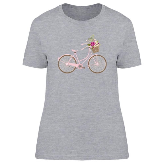 Pink Bicycle With Flowers Design T-Shirt Women -Image by Shutterstock, Female Medium
