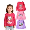 thumbnail image 1 of HILEELANG 2-7 Toddler/Little Girls Red/Pink/Purple Unicorn Birthday Sparkle Big Sister Spring Print 100% Cotton Tee 3, 1 of 13