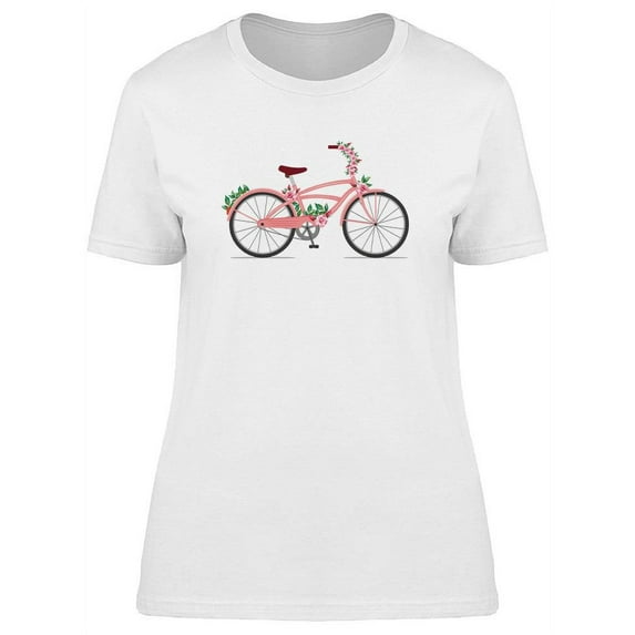 Pink Bike With Ornament Flowers T-Shirt Women -Image by Shutterstock, Female 3X-Large