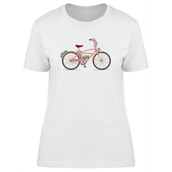 Pink Bike With Ornament Flowers T-Shirt Women -Image by Shutterstock, Female Medium