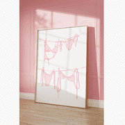 Pink Bikini Clothesline Coastal Summer Poster, Poster Only, Poster Home Decor, Poster Only