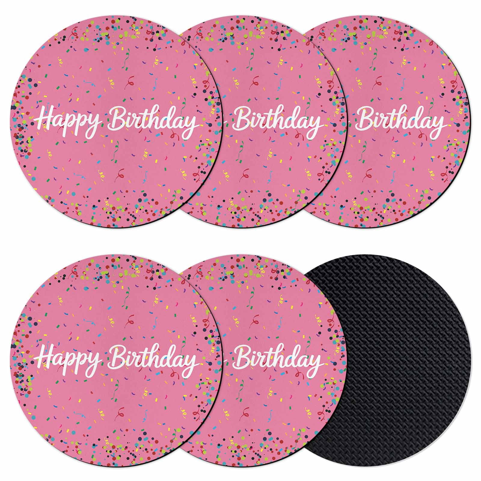 Pink Button Coaster Pink Birthday Coasters Set of 6, Absorbent Coasters for Drinks ...