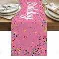 thumbnail image 1 of Pink Birthday Table Runner - 60 Inch Long, Kitchen Dining Table Runner Dresser Scarves, Colorful Confetti Ribbons Polka Dots Classroom Farmhouse Decor for Coffee Tables Wedding Party Banquet, 1 of 8