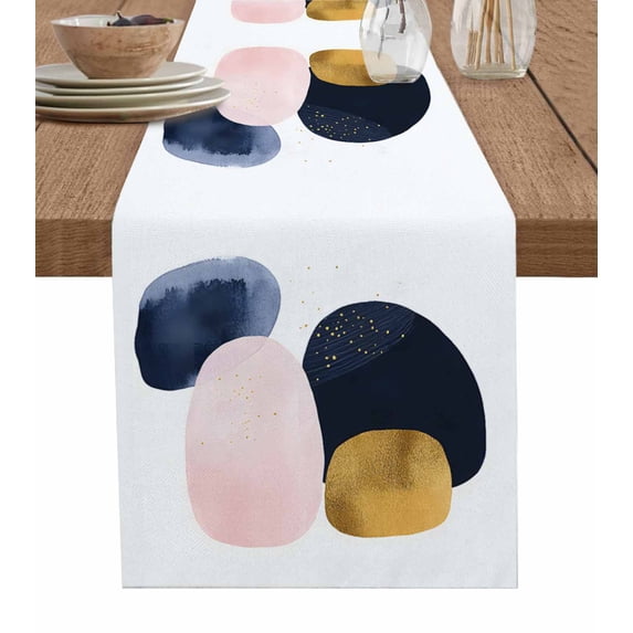 Pink Black Abstract Art Table Runner 60 Inches, Geometric Aesthetics Modern Art Bed Runner Dresser Scarves Tabletop for Indoor Outdoor Parties/Ceremony/Banquet, 13" x 60"