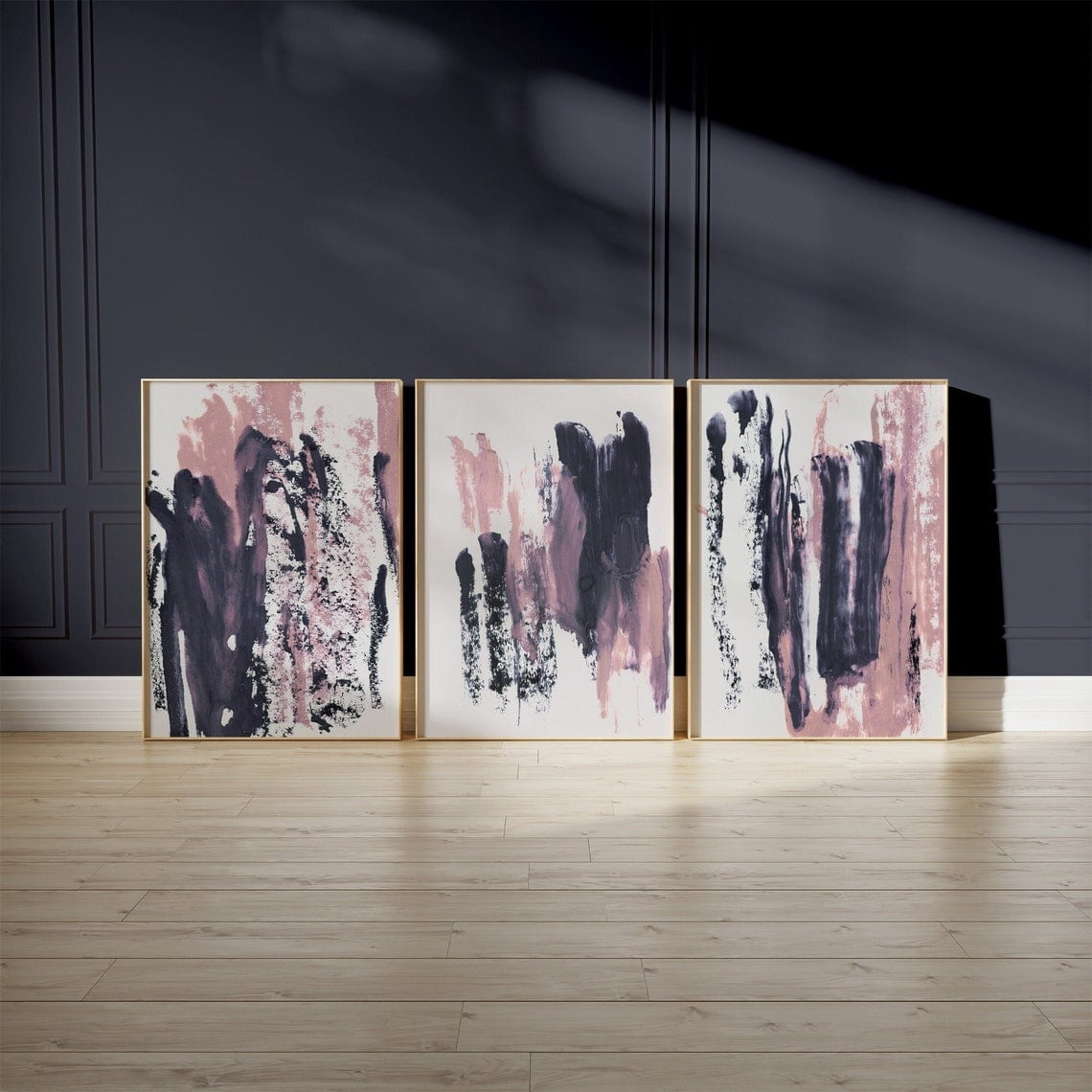 Pink Black Abstract s Modern Printable Art Wall Art Gallery Set 3 ...