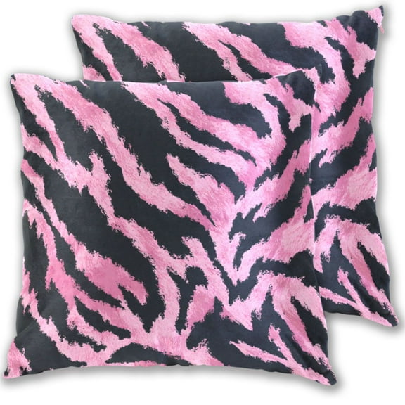 Pink Black Animal Skin Print Throw Pillow Covers Pillowcases 16 x 16 Inch Home Decor 2 Packs for Bedroom Sofa