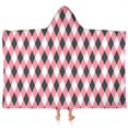 thumbnail image 1 of Pink and Black Argyle Pattern Hooded Bath Towel，60"x35" for Ages 3 To 12 Kids, Quick Dry Lightweight Soft Microfiber Hood Beach Towel Cover Up for Kids, 1 of 7