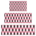 thumbnail image 1 of Pink and Black Argyle Pattern Kitchen Rugs Sets Of 3,Kitchen Runner Rugs Non Skid Washable,Decorative Kitchen Floor Mats for Kitchen,Sink,Laundry,17"x30"+ 17"x47" + 17"x59", 1 of 6