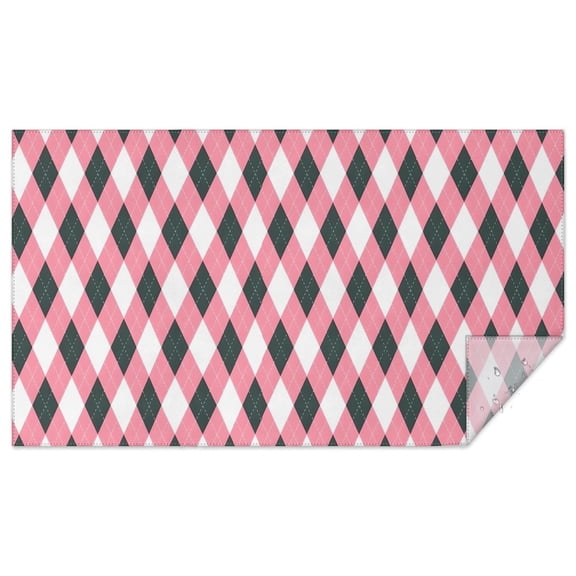 Pink and Black Argyle Pattern Rectangle Tablecloth 60"x102",Waterproof Polyester Rectangle Table Cloth, Wipeable Spillproof Polyester Tablecloth for Dining, Camping, Indoor and Outdoor