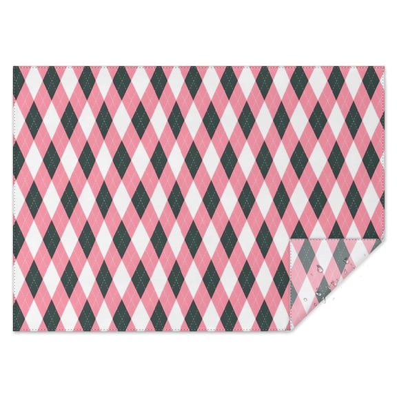Pink and Black Argyle Pattern Rectangle Tablecloth 60"x84",Waterproof Polyester Rectangle Table Cloth, Wipeable Spillproof Polyester Tablecloth for Dining, Camping, Indoor and Outdoor