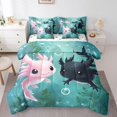 thumbnail image 1 of Pink Black Axolotl Bedding Set,Cartoon Animals Bed In A Bag Cute Salamander Wildlife Twin Comforter Set 7 Piece Ocean Sealife Axolotl Sheet Set With Comforter, 1 of 5