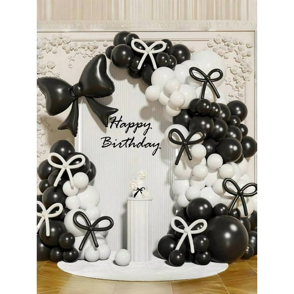 Pink & Black Balloon Arch Kit, 147pcs Coquette Bow Balloons for Birthday Wedding Engagement Graduation Baby Shower Party Decorations