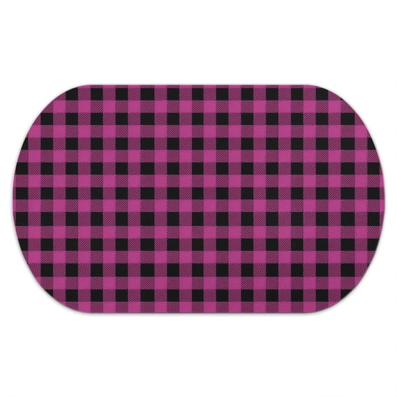 Pink and Black Checkered Pattern Diatomaceous Earth Bath Mat, Non-Slip ...