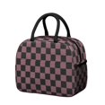 thumbnail image 1 of Pink and Black Checkered Pattern Insulated Leakproof Lunch Box for Work, Lunch Bag for Women Men, Loncheras Para Mujer for Beach Travel Picnic Camping, 1 of 6