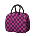 thumbnail image 1 of Pink and Black Checkered Pattern Insulated Leakproof Lunch Box for Work, Lunch Bag for Women Men, Loncheras Para Mujer for Beach Travel Picnic Camping, 1 of 6