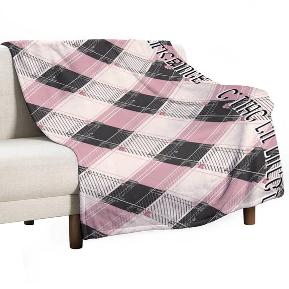 Pink Black Checkered Pattern With Floral Accents Throw Blanket for Women, Men- Super Soft Plush Blanket Throw Fleece Blanket Animal Blanket