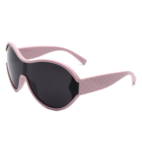 Pink-Black Color Block Irregular Frame Sunglasses - Dark Lens UV Protection Trendy Daily Eyewear
