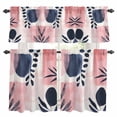 thumbnail image 1 of Pink Black Color Block Kitchen Curtains Valances and Tiers Set of 3 Nordic Leaf Abstract Tier Curtains and Valance with Rod Pocket for Small Windows, 27.5"x24", 1 of 9