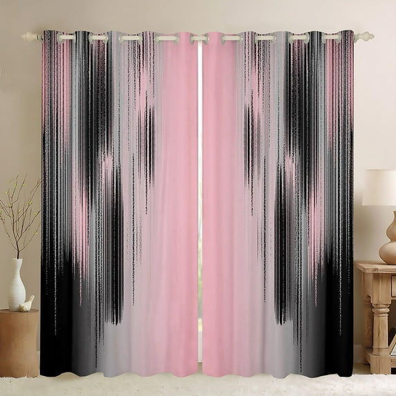 Pink and Black Curtains for Bedroom Living Room (2 Panels, 42 x 84 Inch) Modern Art 30%-50% Blackout Curtains for Kids Adults Messy Rust Darkening Drapes Gradient Stryle Window Treatments
